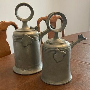 Lot of 2 Antique Vintage Swiss Pewter Glockenkannen from 1700s